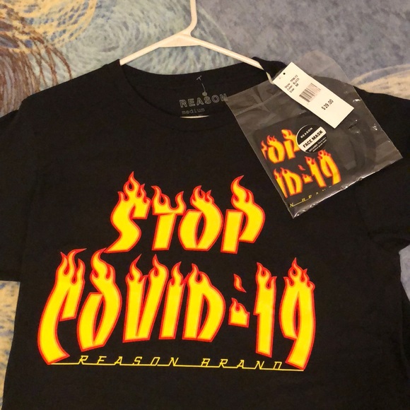 REASON BRAND Stop COVID-19 T Shirt&Mask - Picture 2 of 6